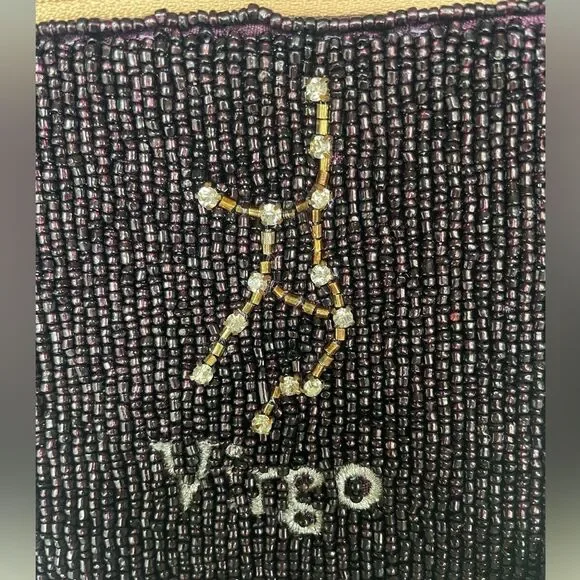 NWT Pier One Virgo Beaded Coin purse with zipper, tassel, & embroidered “Virgo” - Picture 3 of 8